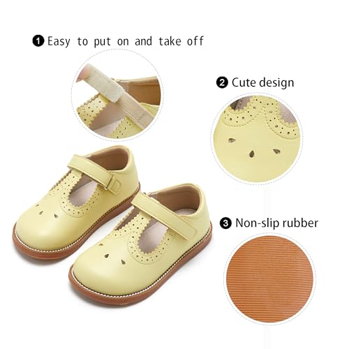 Image of GINFIVE Toddler Girls Dress Shoes Little Kids Flats School Mary Janes Shoes