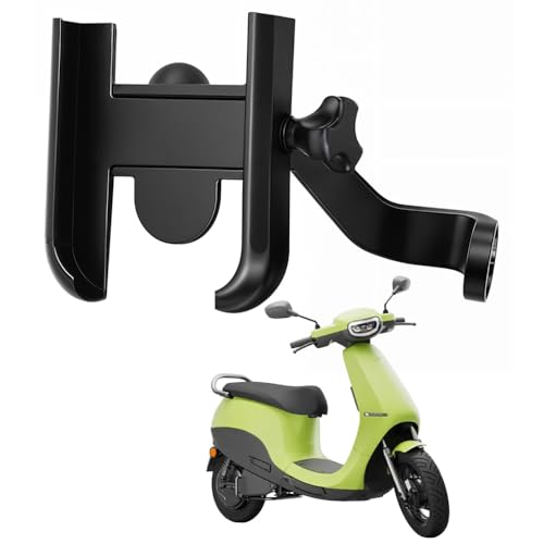 Image of Metal CNC Mobile Holder for Scooter, Scooty & Motorcycle Compatible for Ola S1 Air, Mirror Mount, 360 Rotation, Strong Anti-Slip Grip, Wide Adjustable Fit for All Smartphones (Black)