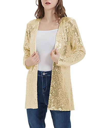 Anna-Kaci Women's Sequin Jacket Open Front Coat Blazer Party Cocktail Outerwear Cardigan,4