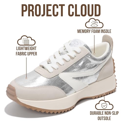Image of Project Cloud Womens Sneakers - Memory Foam Insole and Lightweight Spring Shoes - Non-Slip Lace Up Trendy Shoes - Fashion Sneakers for Women 2026