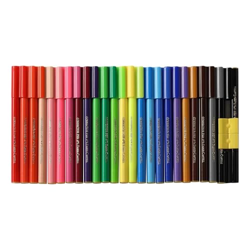Image of Faber-Castell Connector Pens Set of 25 Assorted Colours | Washable Sketch Pens for Kids with Connecting Caps | Non Toxic Colouring Pens for Drawing, Craft, School Projects & Creative Activities