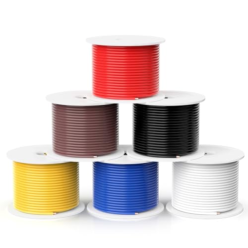 TOPDC 16 Gauge Electrical Wire, 6 Colors, 100FT Each Automotive Wire Combo, Copper Clad Aluminium(CCA), Hook up Wire Kit for Car Audio,Automotive Wiring,LED Lighting,etc