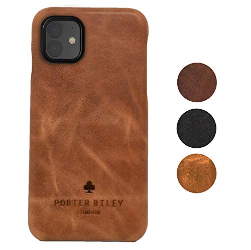 Porter Riley - Coque pour iPhone 11 (6.1). Housse/Coque/Etui Premium Ultra Fine en Cuir véritable (Bronzage Brun)