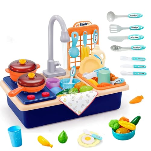 Image of Kitchen Toy for Kids, Kitchen Sink Set with Faucet, Kitchen Toys with Pot and Pan, Imagination Play Kitchen, Toy Kitchen Set, Christmas Gift for Kids 3+ Years