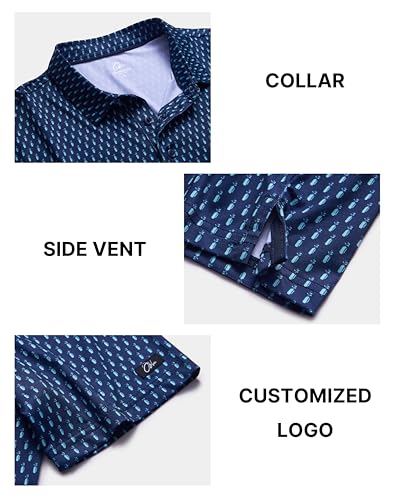 Image of Obla Mens Golf Polo Shirts Short Sleeve Dry Fit Performance Moisture Wicking Casual Print Collared Golf Shirts for Men