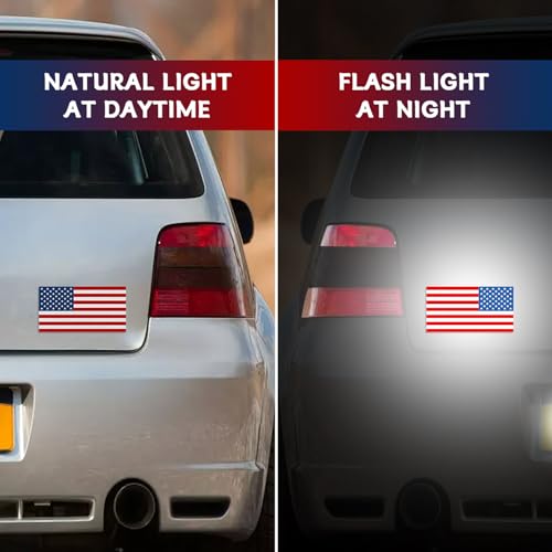 Image of 4 Pcs Reflective American Flag Stickers, 5x3 Inches American Flag Decal, Waterproof American Flag Sticker Decals for Car Bumper, Motorcycle, Truck, Window