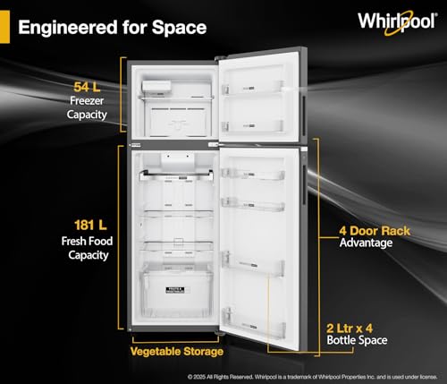 Image of Whirlpool 235 L 3 Star Frost-free inverter Double Door Refrigerator (IF INV 278 LUNAR STEEL(3S) CONV-Y, 2026 Model)