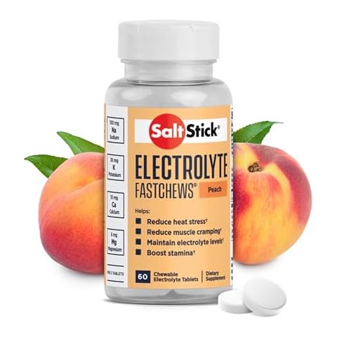 SaltStick Electrolyte FastChews - 60 Peach Chewable Electrolyte Tablets - Salt Tablets for Runners, Sports Nutrition, Electrolyte Chews for Hydration Cover