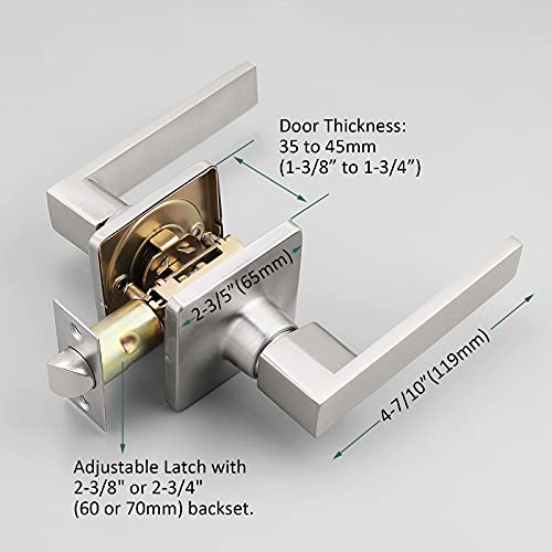 Gobekor 5 Pack Brushed Nickel Passage Door Levers Interior Door Handles For Hallway Square Closet Door Lock Keyless Straight Lever Door Handles #TOP6