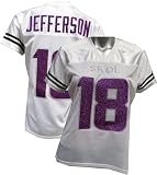 Custom Womens Blinged Football White Mesh Jersey Justin Jefferson Size X-Large XL