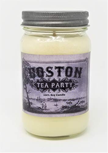 Iced Tea & Lemon Candle ~ Boston Tea Party Soy Candle by S&M Candle Factory (16oz Mason Jar, White)