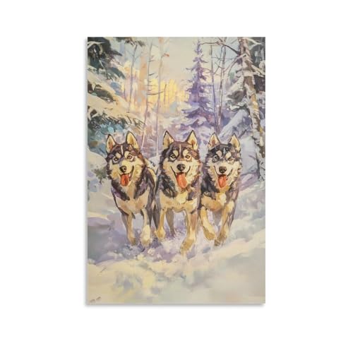 Tableau Husky sibérien pour couloir lumineux et salon cosy