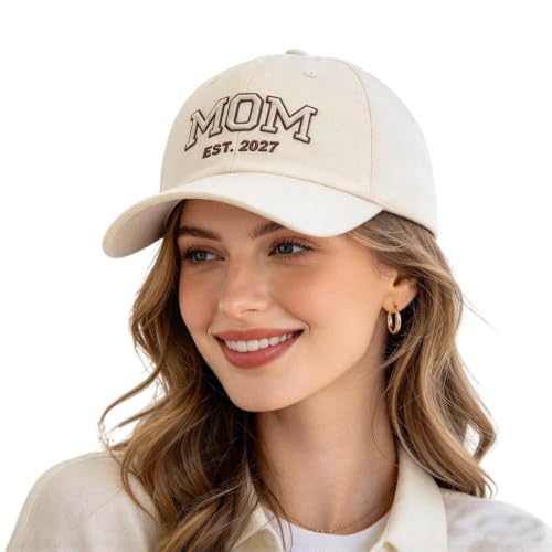 Mom and Dad Est 2027 Hats Embroidered Adjustable Baseball Caps for Couples | Couples Thanksgiving Christmas Hats, Letter Embroidered Adjustable Baseball Caps, Lightweight Breathable, for Holiday Casual - image 1