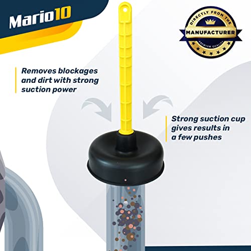 Mario10 2er Set Saugglocke - Pümpel mit 115 & 140 mm Durchmesser - Pömpel mit starker Saugleistung, WC-Entsperrer, robustes Badezimmer-Abflussreiniger, Werkzeug zum Entfernen von Verstopfungen