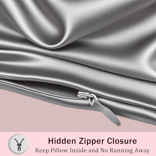 Mulberry Silk Pillow Cases with Zipper, Ultra Smooth Breathable Cooling Pillow Cases for Hot Sleepers, Silk Satin Pillowcase for Hair and Skin, Gifts for Women (Silver Grey, Standard Size, 1 Pack)