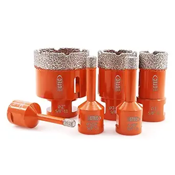 BGTEC 6pcs Dry Diamond Core Drill Bits Set for Porcelain Tile Ceramic Marble Brick Hole Saw Mixed 6/8/10/25/35/50MM
