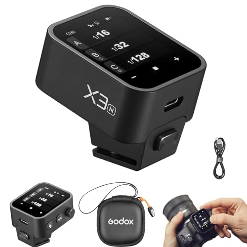 Godox X3N TTL Wireless Flash Trigger,Touch Screen Flash Transmitter for Nikon Cameras,Built-in Battery(X2T-N/Xpro-N/XProII-N Upgrade Version)