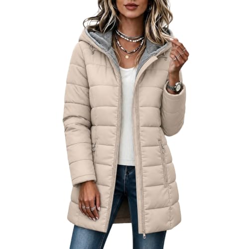 Women Winter Puffer Coat Sherpa Fleece Liend Long Quilted Jacket with Hood - image 4