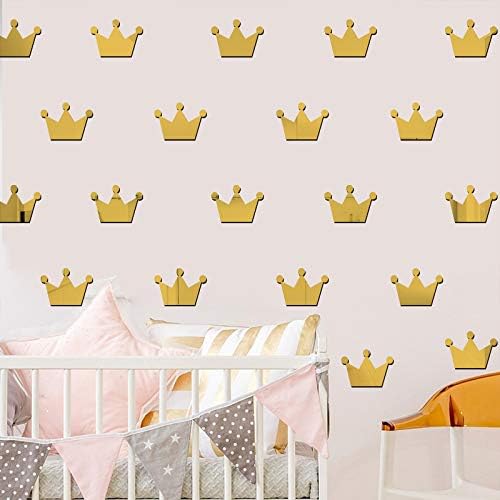 20PCS Crown Mirror Wall Stickers, Princess Baby Room Decor for Kids Rooms, Gold Crown Decal (Acrylic Material) by YongPan - Used condition - Image 6