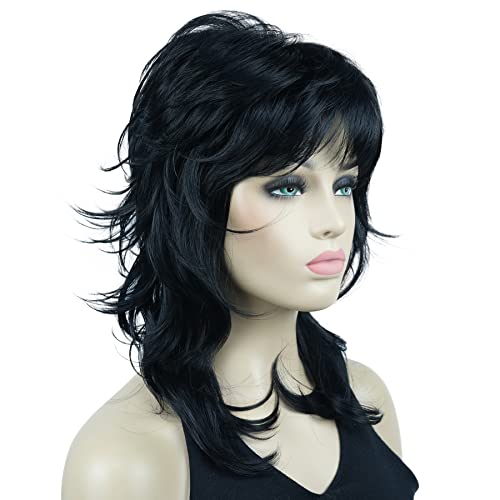 Lydell Long Soft Shaggy Layered Black Wig Classic Cap Full Synthetic Wigs #TOP1