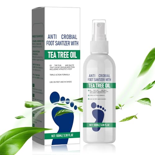 Athletes Foot Spray With Tea Tree Oil - Natural Fungal Care Spray - Foot Deodorant For Smelly Feet & Shoes Odour - Moisturizing & Refresh For Gym-Goers & Workers