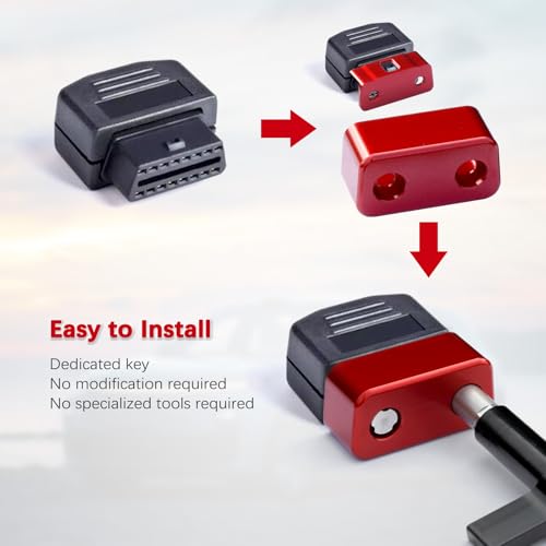 Image of OBD 2 Port Anti Theft Locking Tool, OBD Aluminum Diagnostic Connector Protector for Cars /Trucks (Red)
