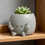 LAUGOKOBE Cute Smily Face Plant Pots Funny Middle Fingers Small Flower Pots