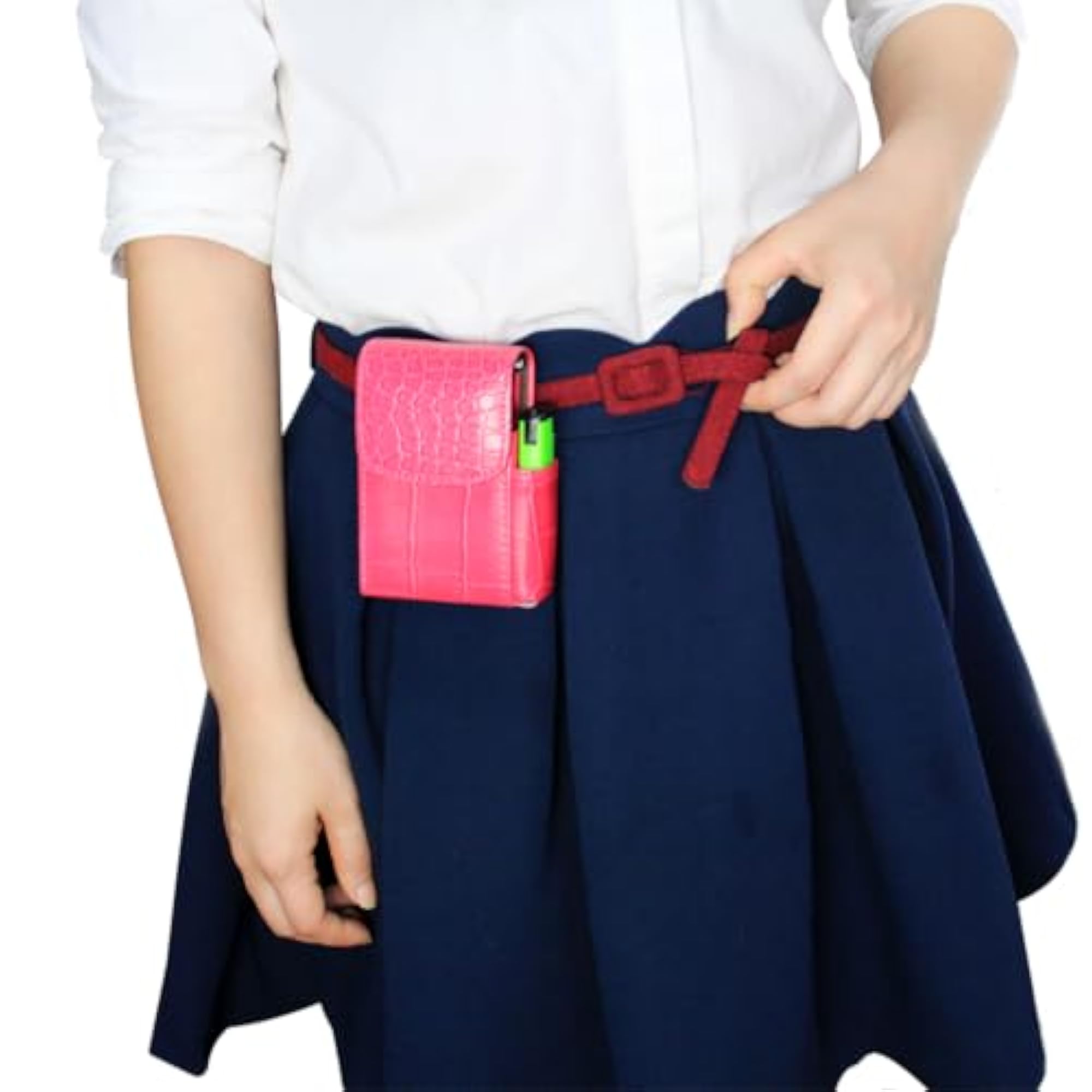 PU Leather Cigarette Case with Lighter Holder