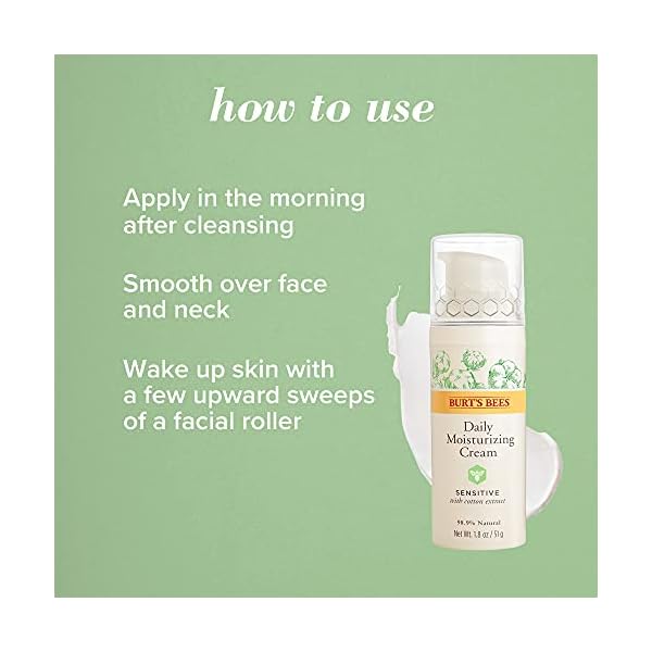 Burt's Bees Calming Day Lotion with Aloe and Rice Milk for Sensitive Skin, 98.8% Natural Origin, 1.8 Fluid Ounces