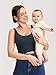 MOMANDA Women's Nursing Bras Longline Sports Breastfeeding V Neck Sleeveless Crop Tank Top with Built in Bra Twilight Blue X-Large