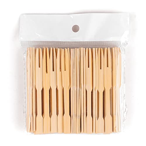 Antetok Cocktailgabeln 100 Stück, Zweizinkige Obstgabeln, Einwegbesteck Holz Gabeln Obstspieße holz Vorspeise Picks Cocktailgabel Fingerfood-Spieße