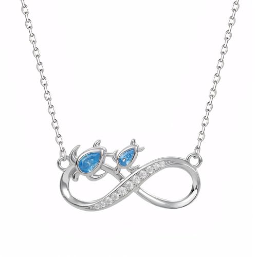 Collares para Mujer Infinito, Plata de Ley 925 Colgante Infinity, Collar Mujer, Collar con Símbolo de Infinito Clásico, con Circonita Cúbica con Cadena Ajustable |45cm+5|, para Regalos Mujers Joyas