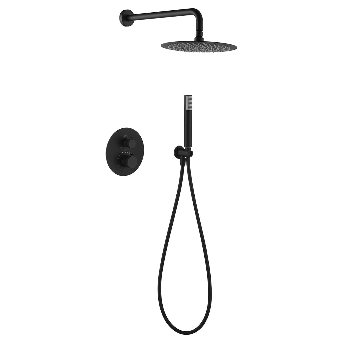 Conjunto de ducha empotrado IMEX GTD038/NG anti-brûlure noir mat
