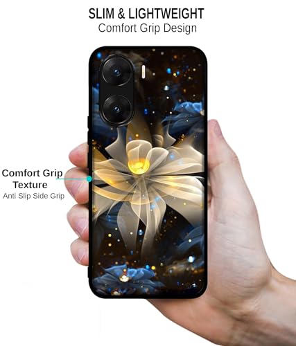 Image of Art Flower Design Premium 2D Printed Metal Back Case Cover for Vivo V29E 5G