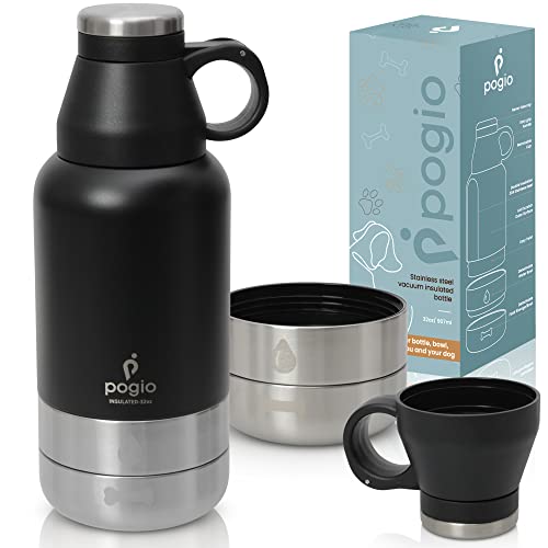 Pogio 3-In-1 Dog Water Bottle Bowl - 32 Oz. Pet Water Bottle With Bowl For Wet Or Dry Food And Wide Open Mouth With Cup, Leak-Proof Food-Safe Portable Travel Water Bottles For Dogs #TOP28