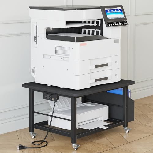 YAOHUOO 23.6 Large Printer Stand with Power Outlet 3D Printer Table Black