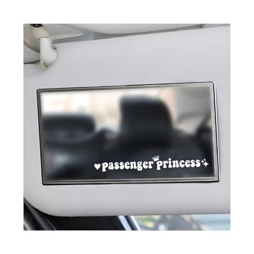 Image of Yourkar Passenger Princess Sticker, Cute Stickers for Car Window Rearview Mirror, Girls Automotive Window Rearview Mirror Decoration Stickers, Universal Car Accessories (White, Short)