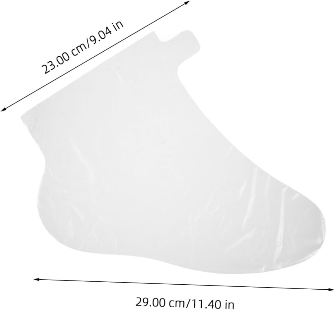 CALLARON 100pcs Disposable Plastic Foot Covers Moisturizing Socks for Spa Pedicure Secure Buckle for Feet Care for Home and Travel Use