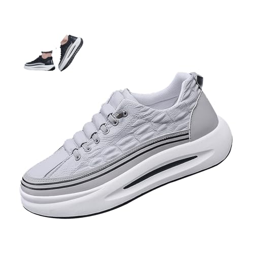 MOYOWEI Men's Print Fashion Sneakers,Lightweight Comfort Non-Slip Shock-Absorbing Elastic Lace-Up Height Casual Shoes