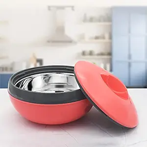 Asian Venus Inner Steel Casserole, 600 ml, Red|PU Insulated| BPA Free | Odour Proof| Food Grade | Easy to Carry | Easy to Store | Ideal for Chapatti | Roti | Serving Casserole