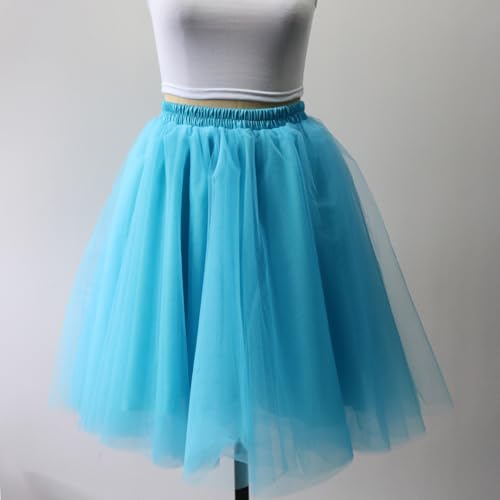 WDPL Adult Short Knee Length Tulle Skirt Bridesmaid Petticoat Tutu for Women 5X-Large Blue017