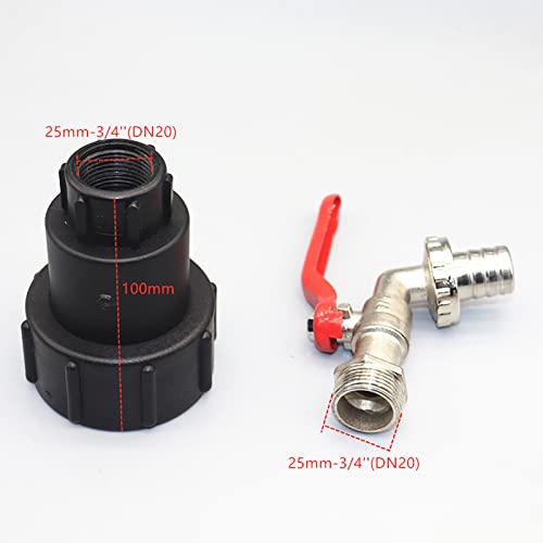 IBC Adapter, 1000L IBC Tank Ball Valve Universal Tap Outlet Tap, S60X6 Coarse Thread Rotating Hose Connection Replacement for IBC Container Water Tank Rain Barrel (3/4 Inch Alloy) - Image 3