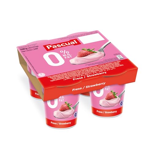 Pascual - Yogur Desnatado Sabor Fresa. Caja de 6 Pack de 4 x 125g. Total 24 uds.