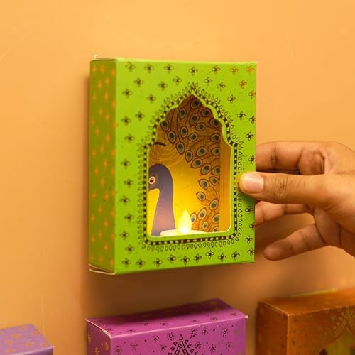Deep Dwar Diwali Jharokha Lamps Set of 06 with LED Diyas | Festive Decor | Wall Decor | Traditional Jharokha Box | DIY Craft | Perfect for Diwali Decorations & Balcony (Set of 06)