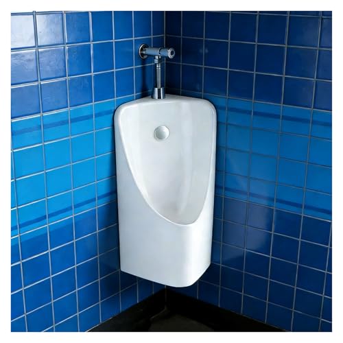 MZZKFC Men's Urinal Spill Proof & Leak Proof, Wall Mount Ceramic Urinal for Men Water-Saving, White & Black Portal Urinal Easy Install and Clean, for All Men(White)