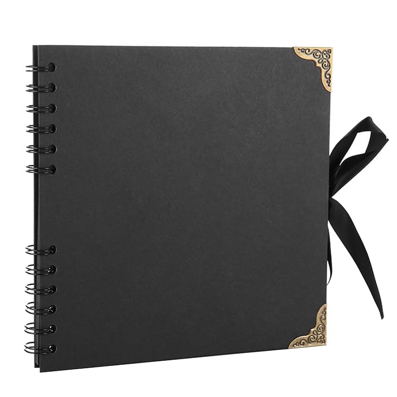 SHUBEIEUMI Album Fotografico, Scrapbook Album Foto Pagine Nere 30 Fogli, Fai da Te Album con Copertina Rigida in Carta Kraft Album Fotografici, per Anniversario di Matrimonio, Compleanno