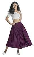 AASK Girl's|Women's Classic Stretchy All Time Trendy Pleated Skirt|Western Skirt |midi Skirt| plited Lehenga Wedding Ghaghra Purple