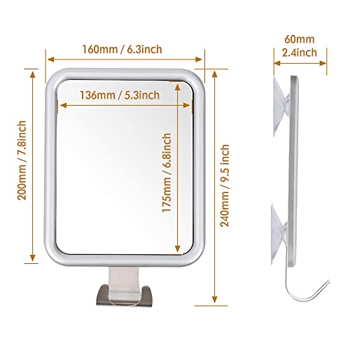 Lunmore Shower Mirror Fogless For Shaving, Rectangle With 4 Suction Cups Fogless Shower Mirror With Razor Holder Drop-Proof & Rust-Resistant #TOP5