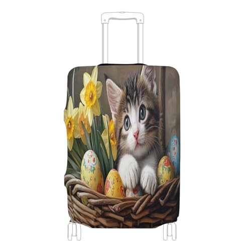 Joisal Kitten Easter Eggs Personalized Luggage Cover Fit 18-32 Inch Luggage Identifiers for Suitcases Unique