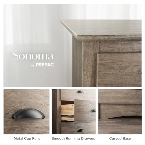 Prepac Sonoma Rustic 5-Drawer Tall Dresser for Bedroom, Farmhouse Dresser Chest of Drawers 17.75" D x 31.5" W x 44.75" H, Drifted Gray - Image 7